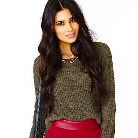 Nasty Gal Sweaters - DONATED NastyGal/Mustard Seed Olive Cropped Sweater